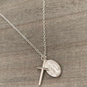 Cross necklace with Mary charm